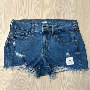 Old Navy Women's Jeans Shorts Size 2 Blue Denim 100% Cotton Ripped Leg Short